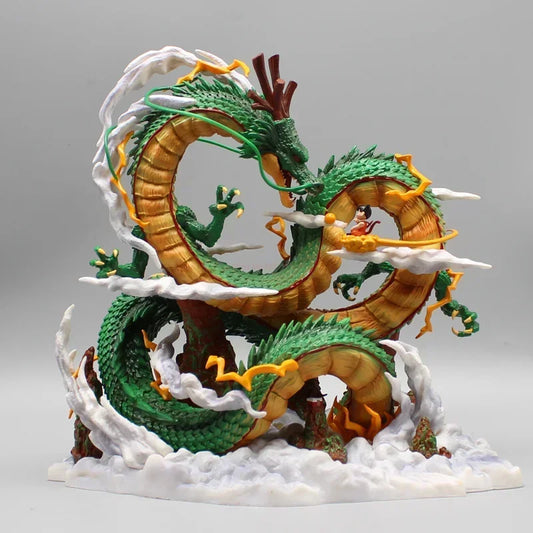 24cm Dragon Ball Shenron & Goku Figure – Anime PVC Collectible Statue for Display & Gift