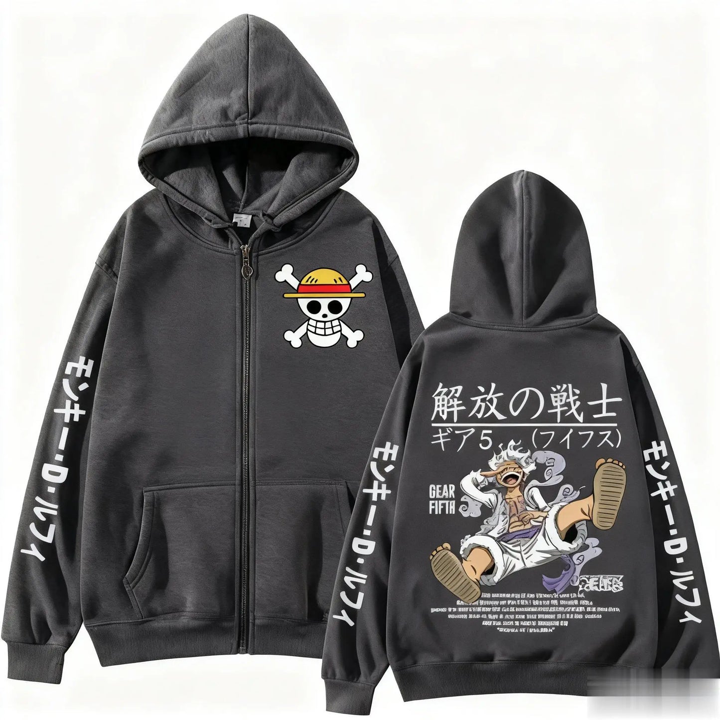 Unisex One Piece Zipper Hoodie – Anime Print Sweatshirt Casual Streetwear